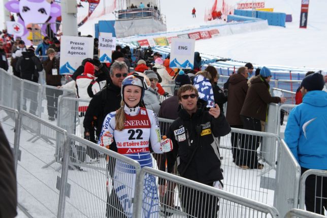 Lindsey Vonn après la descente, forcément elle est contente. Elle sortira dans le slalom...